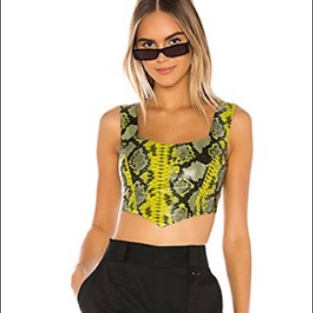 Revolve superdown snake skin faux leather crop top